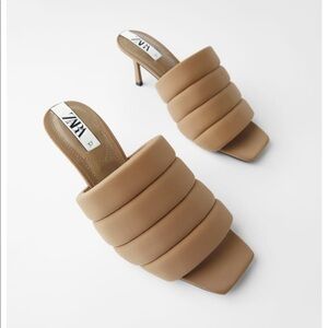 ZARA Beige Quilted Sandals
